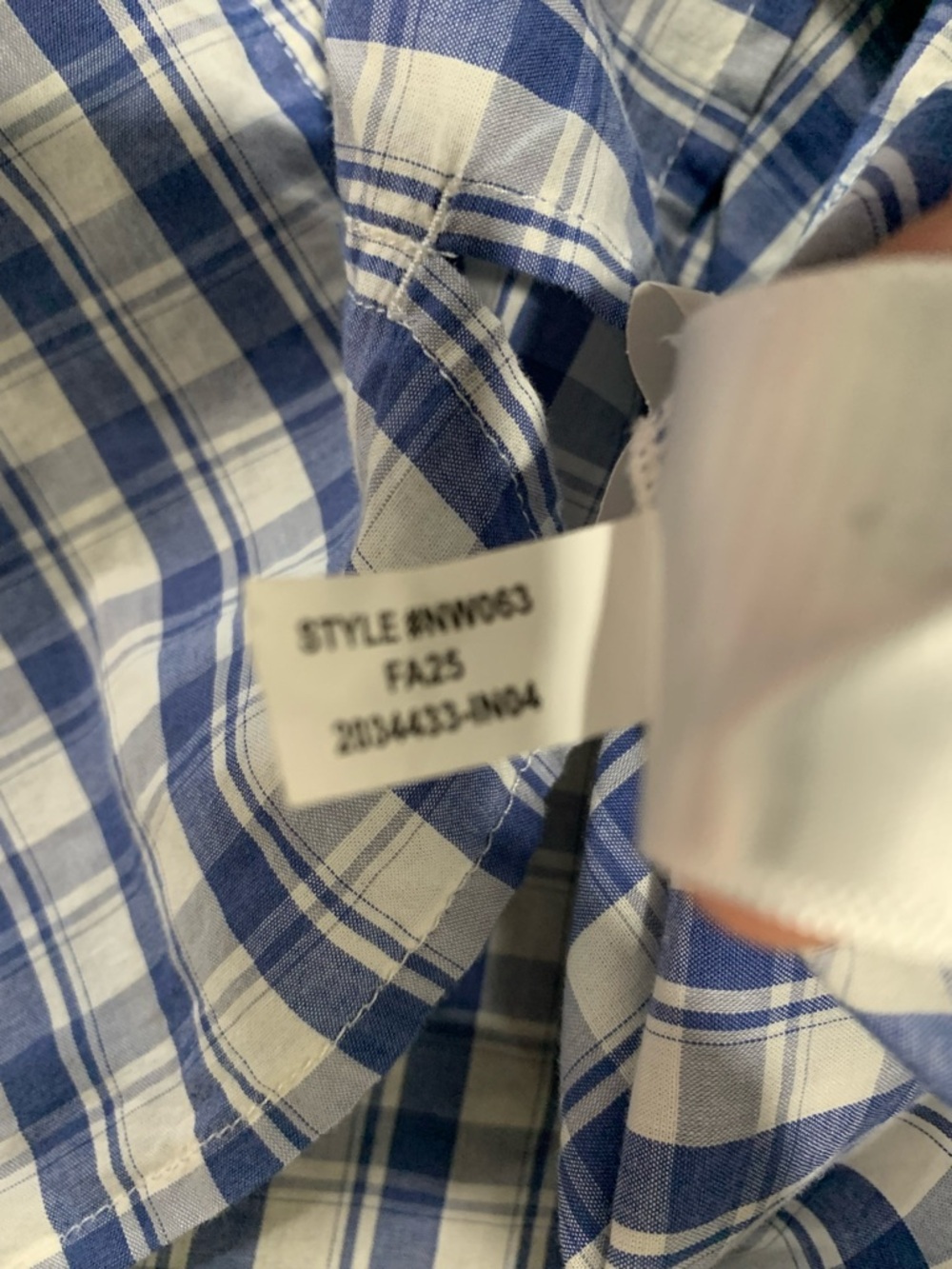 Madewell Puff-Sleeve Band-Collar Shirt Blue White Window Pane Print size 10 - Picture 7 of 7
